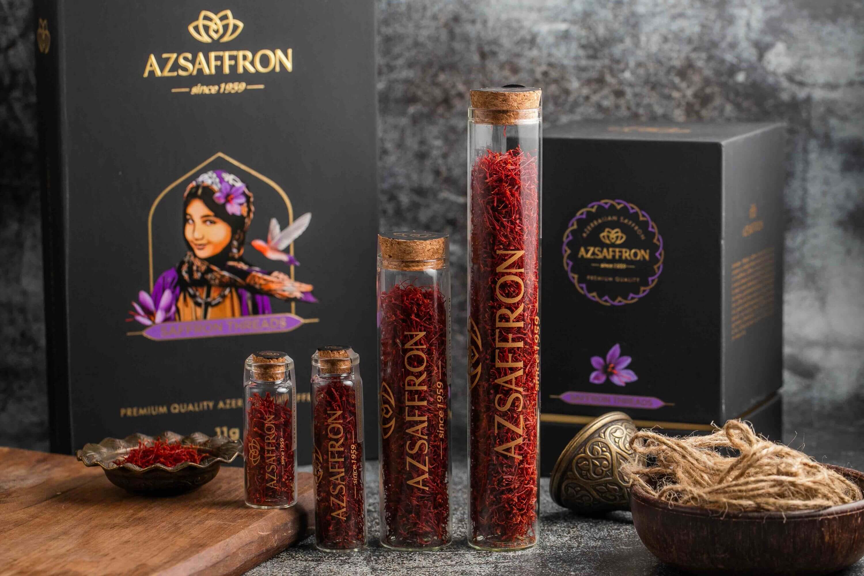 Premium saffron jars and organic honey